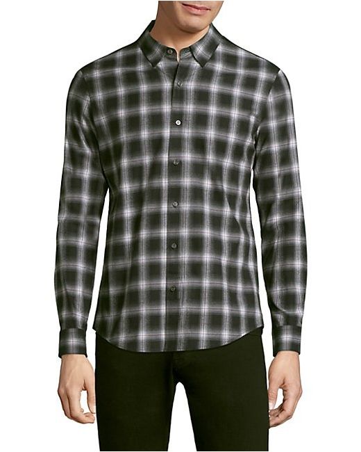 Solid Homme Checkered Cotton Button-Down Shirt