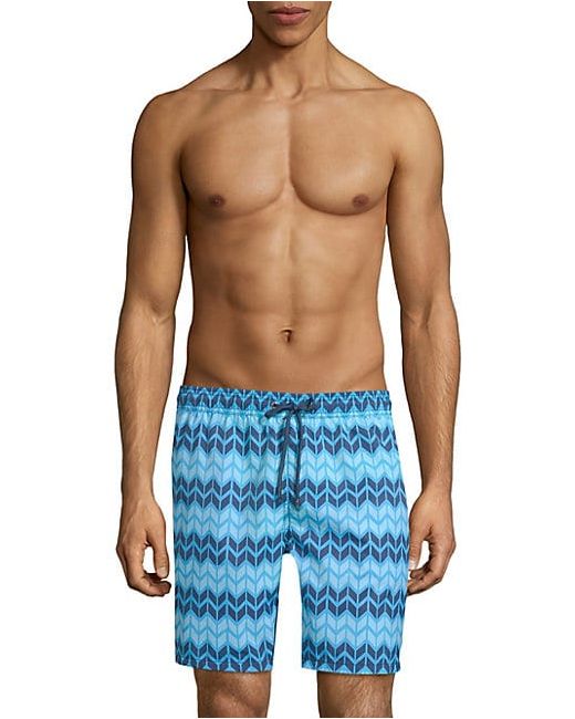 Mr. Swim Zigzag-Print Swim Shorts