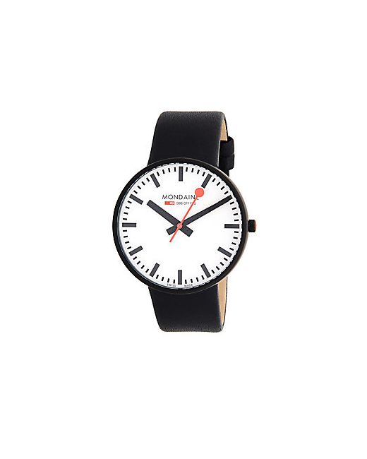 Mondaine Stainless Steel Leather Strap Watch