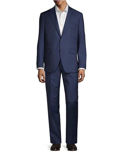 Saks Fifth Avenue Made in Italy Tonal Plaid Wool Suit
