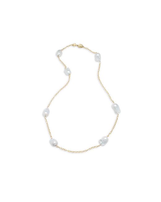 Michael Aram Botanical Leaf Baroque Pearl 18K Chain Necklace