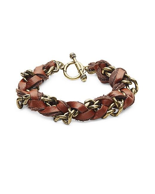 Ettika Rustic Leather Chain Bracelet