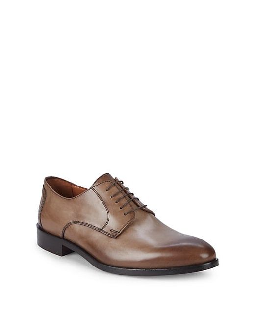 Massimo Matteo Plain Toe Blucher Leather Derby Shoes
