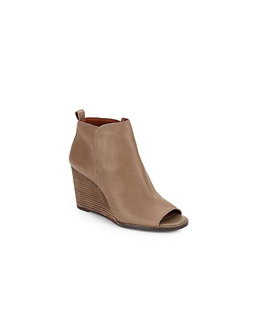 Lucky Brand Jagurr Peep-Toe Leather Wedge Ankle Boots