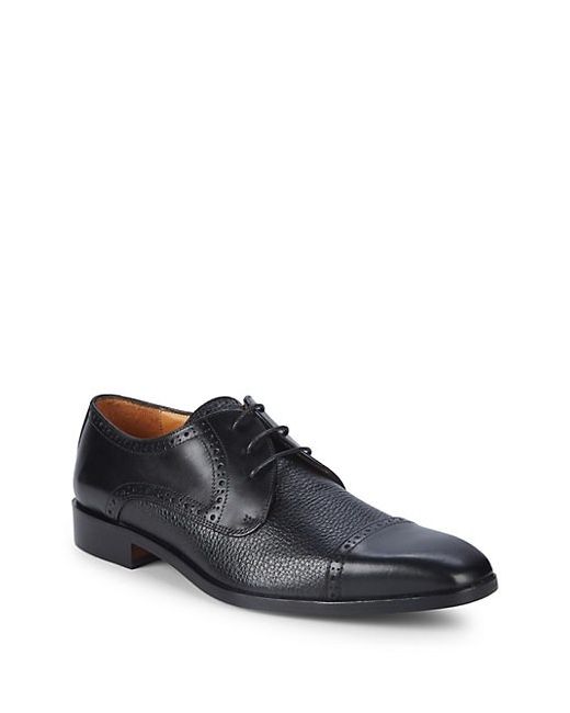 Saks Fifth Avenue Made in Italy Pebble Leather Derby Shoes