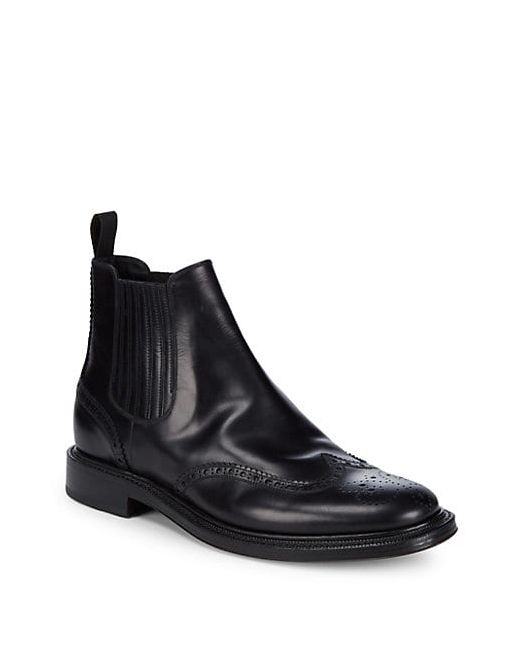Brioni Leather Goodyear Brogue Ankle Boots