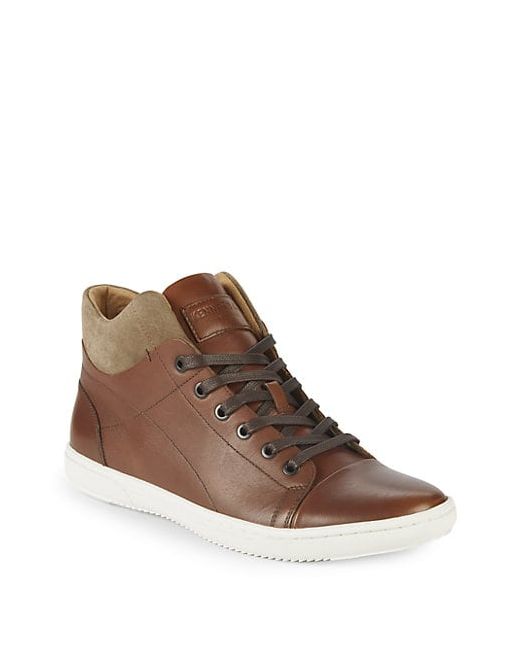 Kenneth Cole Lace-Up Leather High-Top Sneakers