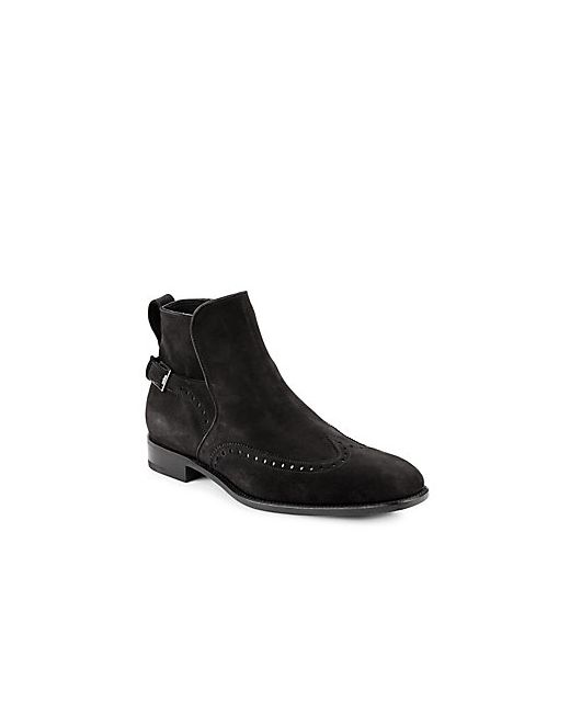 Salvatore Ferragamo Wingtip Brogue Suede Leather Ankle Boots