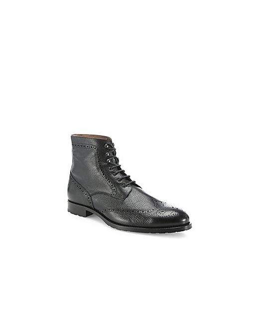 Saks Fifth Avenue COLLECTION Wingtip Brogue Tumbled Leather Boots