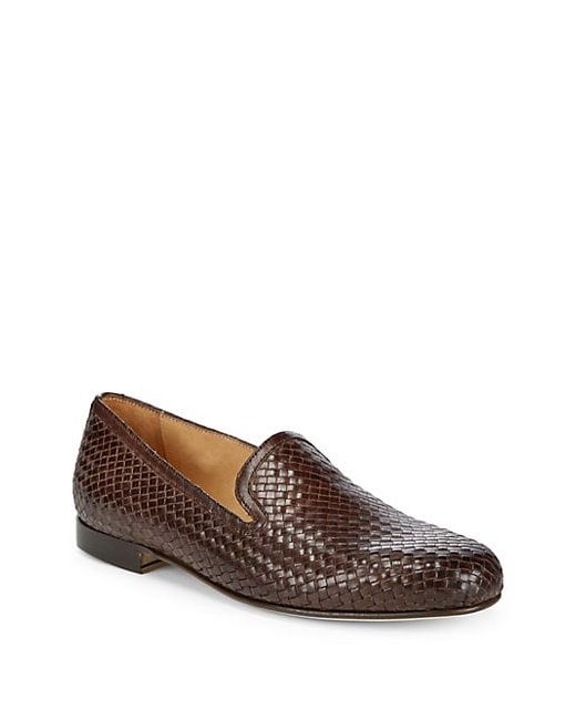 Saks Fifth Avenue Made in Italy Woven Leather Loafers
