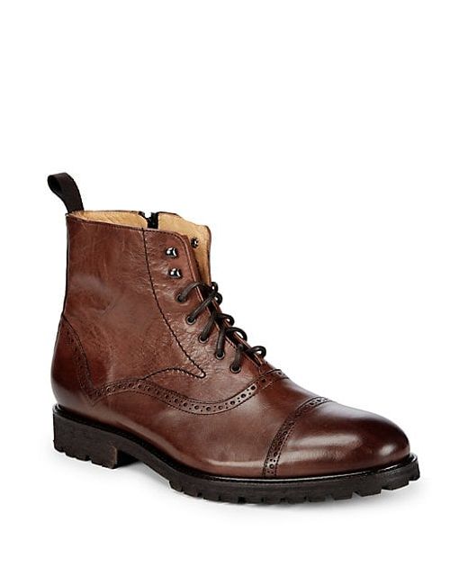 Saks Fifth Avenue Made in Italy Lace-Up Leather Boots