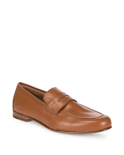 Saks Fifth Avenue Made in Italy Flex Leather Penny Loafers