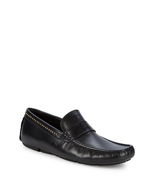 Class Roberto Cavalli Studded Leather Driving Loafers