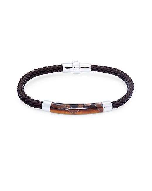 Effy Tigers-Eye Sterling and Leather Braided Bracelet