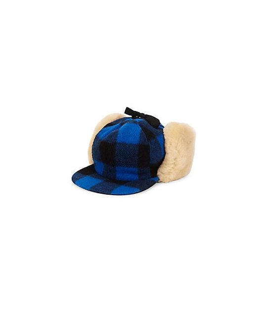 Crown Cap Buffalo Check Shearling Hat