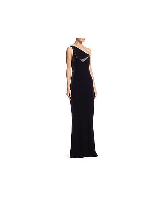 Emporio Armani One-Shoulder Velvet Gown 40