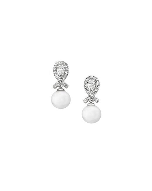 Majorica Exquisite Crystal Faux-Pearl Ribbon Drop Earrings