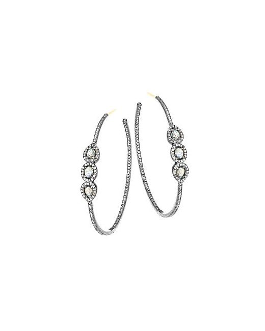 Nina Gilin Labradorite Diamond Hoop Earrings