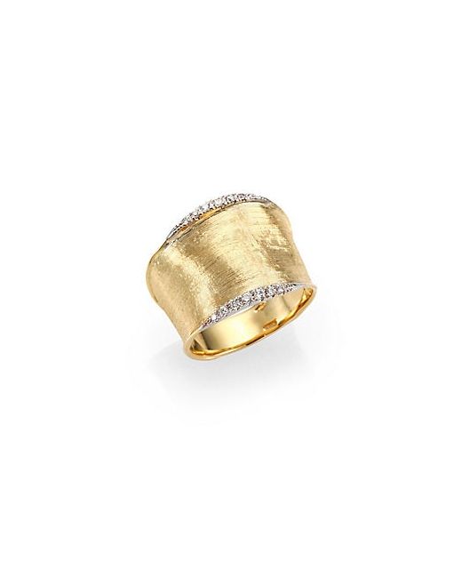 Marco Bicego Lunaria Diamond 18K Yellow Band Ring