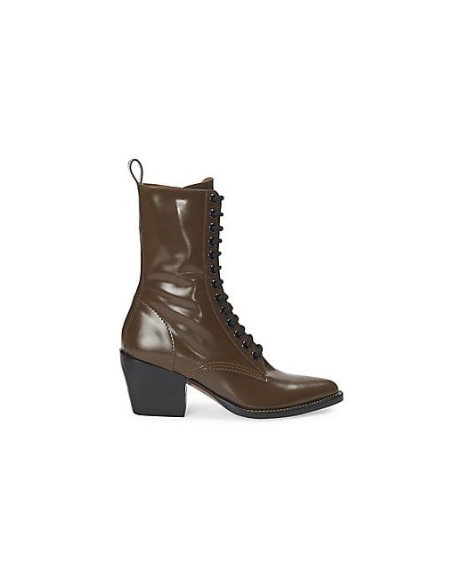 Chloé Rylee Lace-Up Leather Mid-Calf Boots