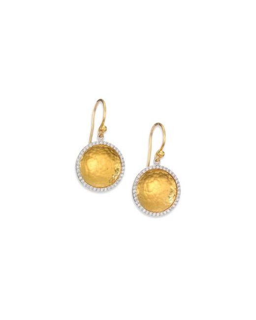 Gurhan Hourglass Diamond 24K Yellow Small Drop Earrings
