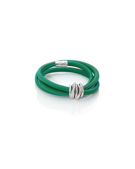 de GRISOGONO Allegra Diamond 18K White Gold Leather Wrap Bracelet/Green