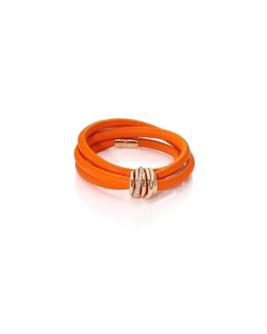 de GRISOGONO Allegra Diamond 18K Rose Gold Leather Wrap Bracelet/Orange