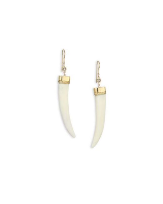 Jacquie Aiche Bone Diamond 14K Yellow Horn Drop Earrings