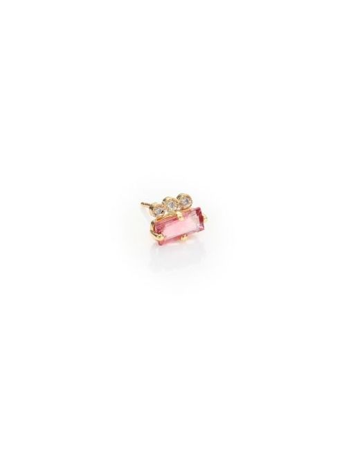 Jacquie Aiche Diamond Pink Tourmaline 14K Yellow Gold Single Stud Earring