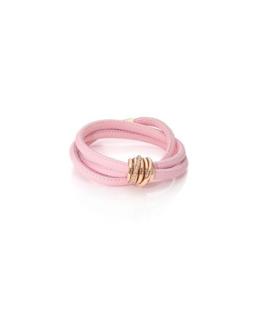 de GRISOGONO Allegra Diamond 18K Rose Gold Leather Wrap Bracelet/Rosa
