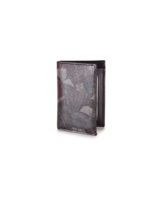 Salvatore Ferragamo Melton Feather Print Leather Card Case