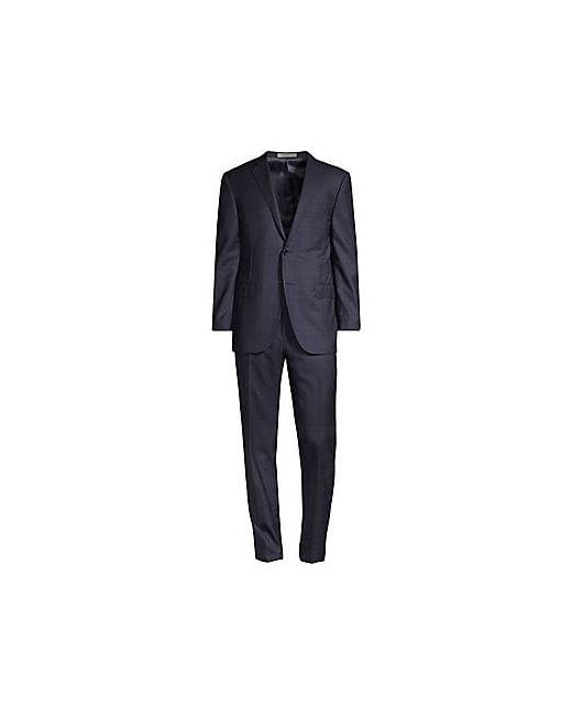 Corneliani Virgin Wool Double Windowpane Single-Breasted Suit