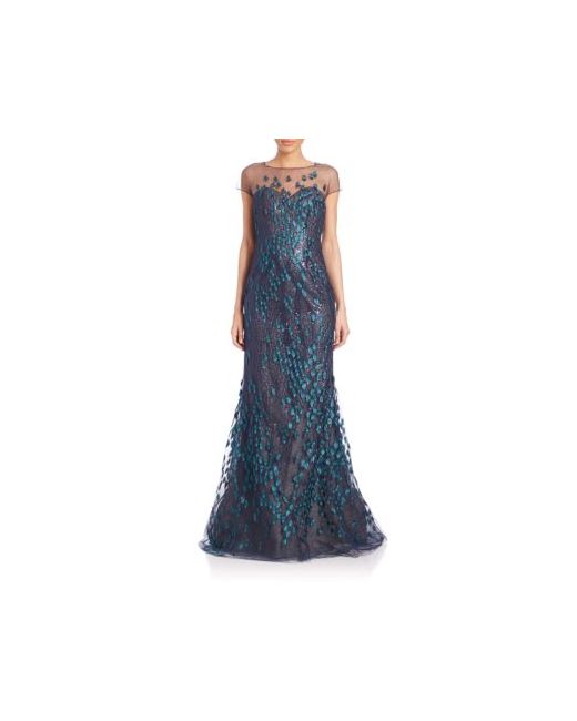 Rene Ruiz Embroidered Tulle Gown