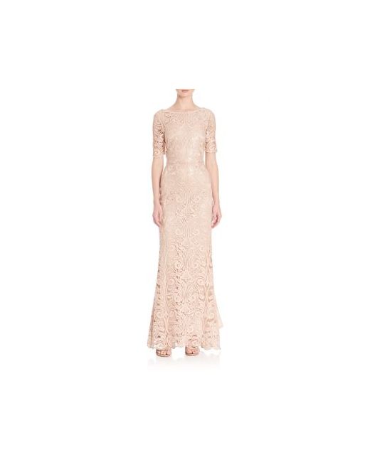 Laundry by Shelli Segal PLATINUM Sequin Lace Gown