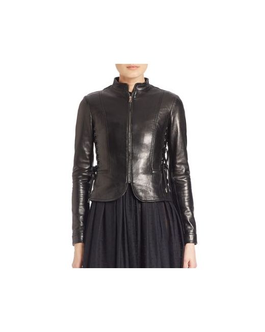 RED Valentino Side Lace-Tie Leather Jacket