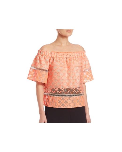 Jonathan Simkhai Off-The-Shoulder Bubble Embroidered Top