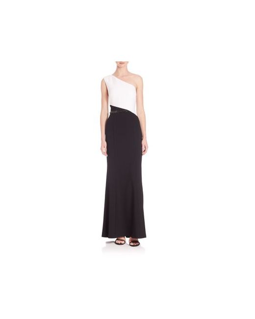 Laundry by Shelli Segal PLATINUM One-Shoulder Colorblock Gown