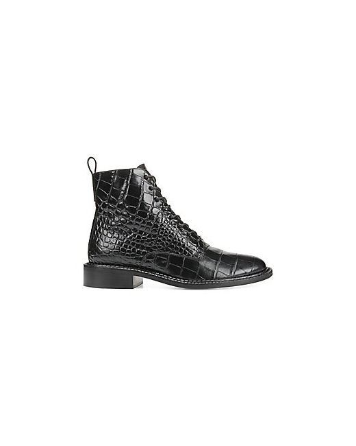 Vince Cabria Crocodile-Embossed Leather Combat Boots