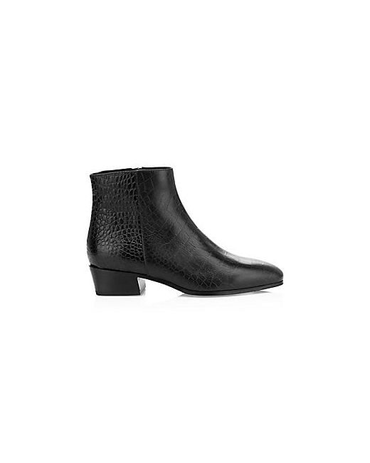 Aquatalia Fuoco Croc-Embossed Leather Ankle Boots