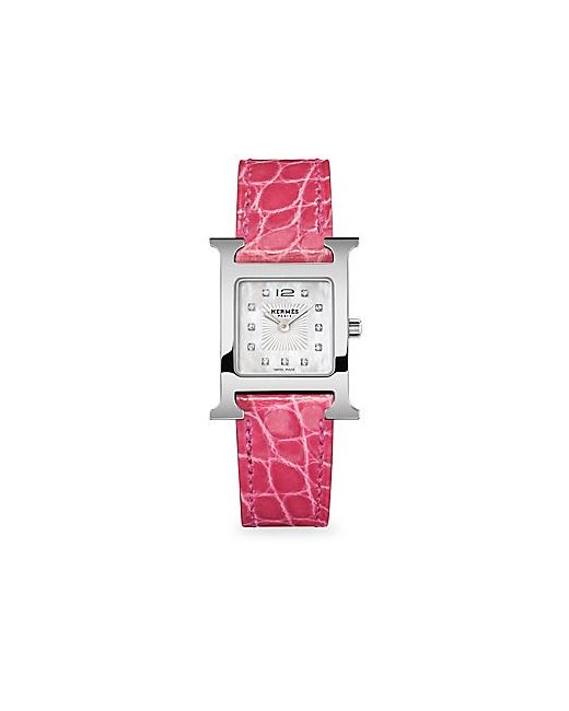 Hermès Heure H Stainless Steel Alligator Strap Watch