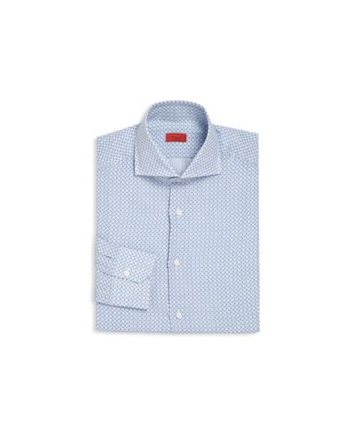 Isaia Blue White Printed Button-Up