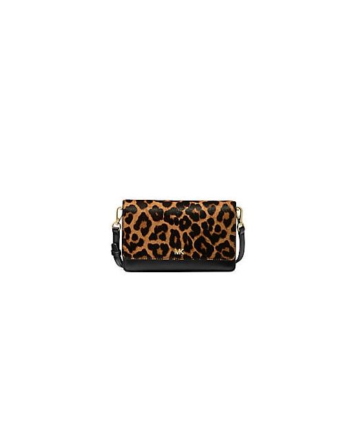 Michael Kors Collection Mott Leopard-Print Calf Hair Leather Crossbody Phone