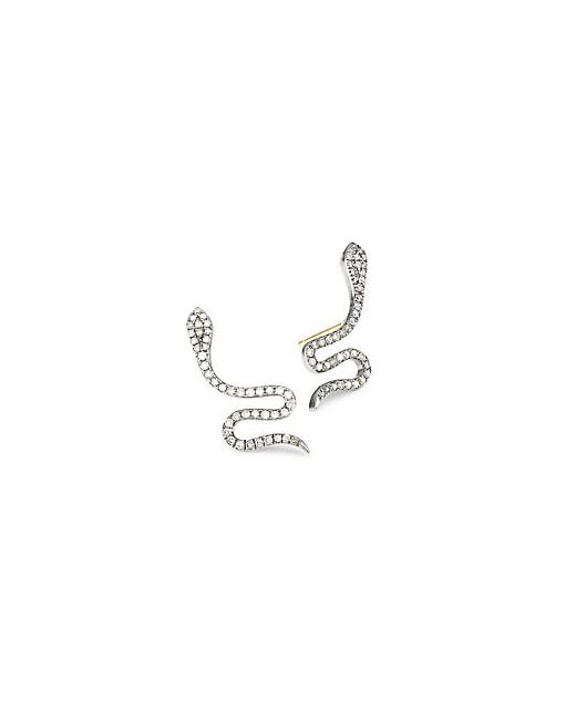 Nina Gilin Black Rhodium-Plated Diamond Pavé Snake Stud Earrings