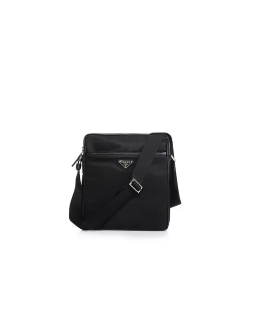 Prada Nylon Messenger Bag with Leather Trim