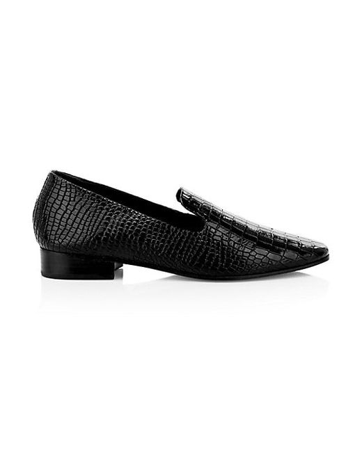 Schutz Flor Crocodile-Print Patent Leather Loafers