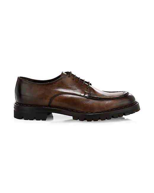 Eleventy Boarded Calf Leather Oxfords 43