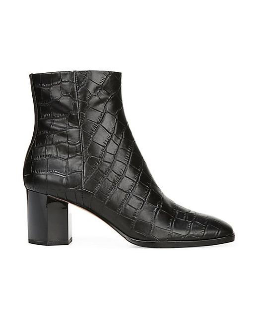 Diane von Furstenberg Thelma Croc-Embossed Leather Ankle Boots