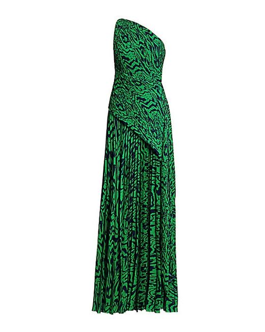 Solace London Emelyne Printed One-Shoulder Maxi Dress