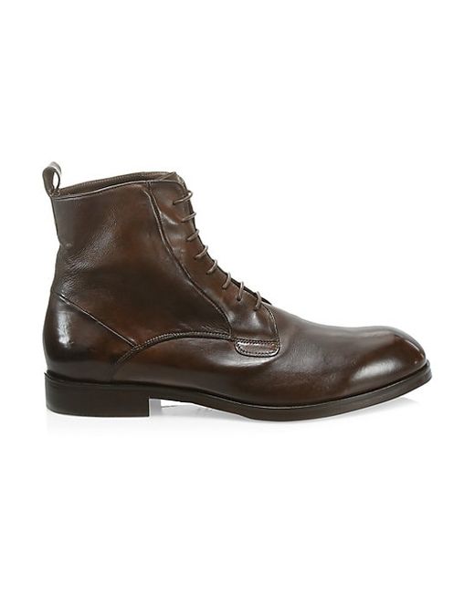 Saks Fifth Avenue COLLECTION Washed Leather Combat Boots Dark