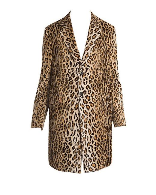 Versace Cheetah-Print Faux-Fur Long Coat